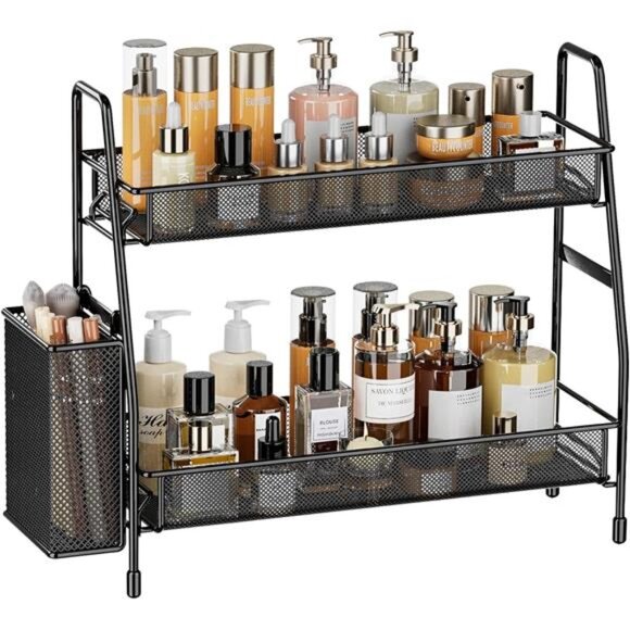 Bathroom Countertop Organizer Shelf 2 Tier Counter Spice Rack Metal Makeup Rack - Picture 1 of 7